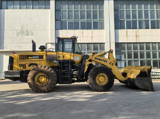 เครื่องบรรทุกล้อ Komatsu WA500-6 มือสอง เครื่องบรรทุกด้านหน้าหนัก นําออกจากจีน
